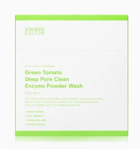 Sungboon Editor ungboon Editor Green Tomato Deep Pore Clean Enzyme Powder Wash Travel Set – 1.5g × 10 Pcs - Korean Skincare UAE